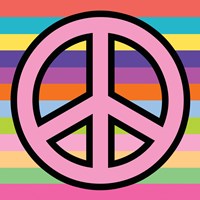 Peace - Pink on Stripes Fine Art Print