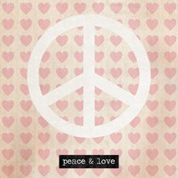 Peace - Pink Hearts Fine Art Print