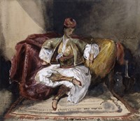 Oriental Man Seated on a Divan with a Narghile, c. 1824-1825 Fine Art Print