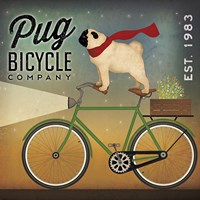 Pug on a Bike Framed Print