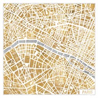 Gilded Paris Map Fine Art Print