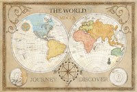 Old World Journey Map Cream by Cynthia Coulter - various sizes