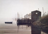Misty Harbor Framed Print