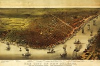 New Orleans & Mississippi River Map Fine Art Print
