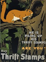 He is Piling up his Thrift Stamps - Are You? Fine Art Print