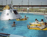 Apollo 1 Astronauts Working by the Pool Fine Art Print