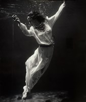 Fashion Model Underwater in Dolphin Tank Fine Art Print