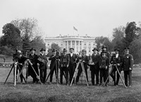 Press Correspondents and Photographers on White House Lawn Framed Print
