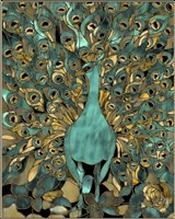 Gold Teal Peacock Fine Art Print