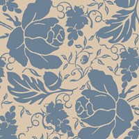 Grapes and Buds Blue and Taupe Fine Art Print