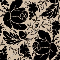 Grapes and Buds Black and Beige Framed Print