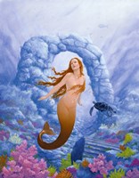 Mermaid and Turtle 1 Fine Art Print