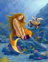 Mermaid and Turtle 2 Fine Art Print