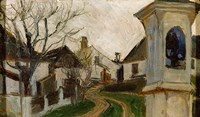 Bare Trees, Houses, and Shrine (Klosterneuburg, Austria) Fine Art Print