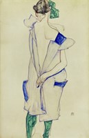 Standing Girl In Blue Dress And Green Stockings, 1913 Fine Art Print