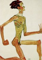 Kneeling Male Nude in Profile Facing Right, 1910 Fine Art Print