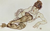 Reclining Woman With Black Stockings, 1917 Fine Art Print