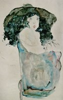 Girl With Blue-Black Hair And Hat, 1911 by Egon Schiele, 1911 - various sizes, FulcrumGallery.com brand