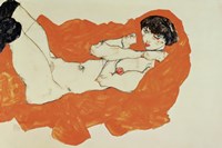 Reclining Female Nude On Red Drape, 1914 by Egon Schiele, 1914 - various sizes