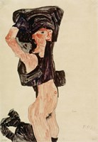 Kneeling Girl, Disrobing, 1910 Fine Art Print