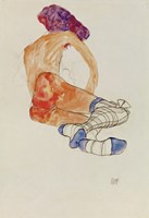 Seated Female Nude With Blue Garter, 1910 by Egon Schiele, 1910 - various sizes