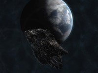 Asteroid in Front of Earth Fine Art Print