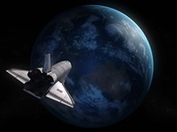 Space Shuttle Against Earth Fine Art Print