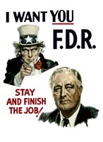 Uncle Sam and President Franklin Roosevelt Fine Art Print