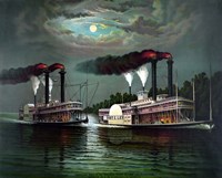 Steamboats Robert E Lee and Natchez Fine Art Print