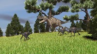 Ceratosaurus Chasing Gigantoraptors Fine Art Print