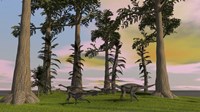 Herd of Gigantoraptors Fine Art Print
