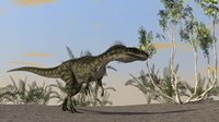 Monolophosaurus Walking in Desert Fine Art Print