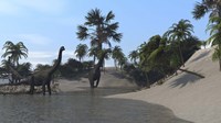 Three Brachiosaurus Dinosaurs Grazing Fine Art Print