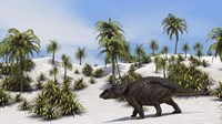Triceratops in a Tropical Setting Fine Art Print
