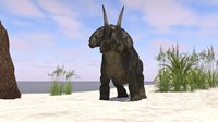 Triceratops on a Beach Fine Art Print
