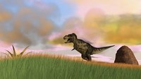 Tyrannosaurus Rex in Grasslands Framed Print