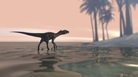 Utahraptor in Shallow Water Fine Art Print