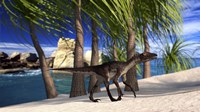 Utahraptor Walking Along the Shore Fine Art Print