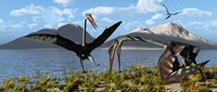 Gigantic Quetzalcoatlus pterosaurs Fine Art Print