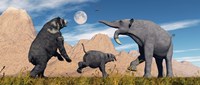 Arctodus Bear Chasing Deinotherium Fine Art Print