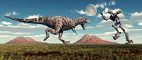 Tyrannosaurus Rex Battling Robot Fine Art Print
