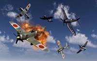 F4U Corsair and Japanese Nakajima Planes Fine Art Print