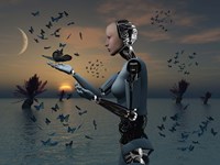 An Android and a Butterfly Fine Art Print