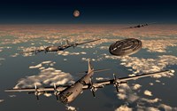 A UFO and B-29 Superfortress Aircraft Fine Art Print