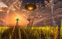 Alien and Spacecraft Fine Art Print