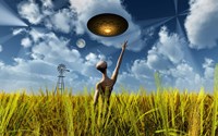 Alien Making Crop Circles Fine Art Print
