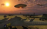 Alien UFO Flying over an American Airbase by Mark Stevenson - various sizes