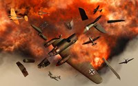 German Heinkel Bomber Plane Exploding Fine Art Print