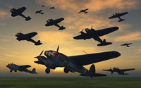 German Heinkel Bombers Taking Off Fine Art Print