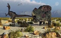 Protoceratops Biting a Velociraptor Fine Art Print
